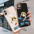 TA for OPPO A15 Case Luffy Chasing Meat Luxury 6D Plating Soft Casing Silicone Square Frame Phone Case Shiny Bling Back Cover + Free Lanyard. 