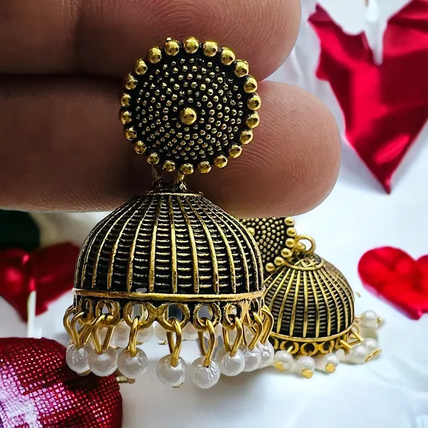 Black%20Gold%20Jimikki%20Earing%20Indian%20Jewelry%20Traditional%20Chandbali%20earings%20Jhumka%20Jhumki%20Dangle%20Earrings%20for%20Women,%20ear%20rings%20Perfect%20Gifts%20for%20Her%20-%20Image%204