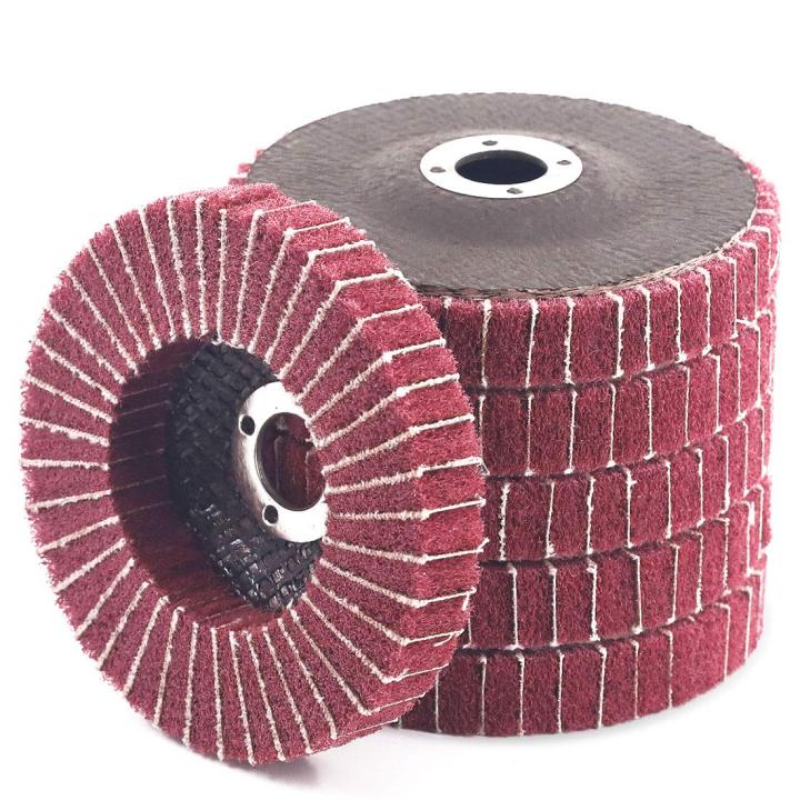 (VDZI) 6PCS 4 Inch 240 Grit Red Nylon Fiber Flap Discs with Sandpaper,perfect for Paint Remove & Stainless Steel Tube Polishing