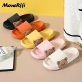Cartoon Bear Women Slippers Summer Slides Beach Shoes Eva Indoor Women Flip Flops Men's Thick Soled Non-Slip Home Couple Sandals. 