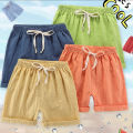 Yfashion Summer Kids Cotton Shorts Casual Loose Solid Color Short Pants For Boys Girls 3-8 Years Old. 