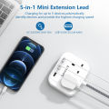 LENCENT Mini Extension Lead with 3 USB Port, 2 Way Outlets Power Strip with 3 USB Slots, Multi Plug Power Extension with 1.8M Braided Extension cord for Home Office Travel (13A 3250W). 