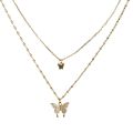 Elegant Plated Chain Butterfly Necklace -Multi-Layer Link -Charm Pendant Clavicle Choker Necklace for Women Statement Jewelry. 