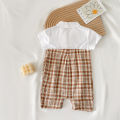 Gentle Baby Boys Summer Clothing Plaid Cotton Short Sleeved Infants Romper Casual. 