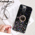 For Redmi 12 Case Shiny Ring Glitter Soft Transparent Holder Stand Back Cover with ring Stars Moon Girls Cover For Xiaomi Redmi 12 Back Cover Phone Cases. 
