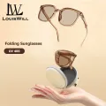 LouisWill Folding Sunglasses In Round Packaging Handbag Decorative Sun Glasses Outdoor Travel Sunscreen Sunglasses Women UV400 Trendy Sunglasses For Women Round Chic Retro Sunglasses. 