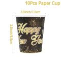 paper plates 2024 New Year Party Disposable Tableware Black Gold Paper Plates Napkins Cups Tablecloth New Year Party DecorationsParty Tableware. 