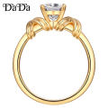 New Retro 24K Gold Ring Interwoven Pattern Point Diamond Ring Female Jewelry. 