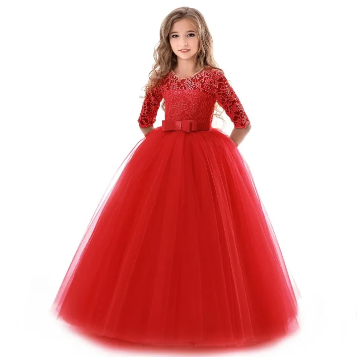 Lace%20Princess%20Dress%20for%20Girls%206-14%20Yrs%20Long%20Sleeve%20Wedding%20Party%20Gown%20Birthday%20Children%20Tulle%20Dress%20Teenage%20Formal%20Long%20Dress%20-%20Image%204