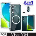 Vivo Y04 4in1 Case Magnetic Sticker Shockproof Phone Case for Vivo Y03 Y18 Anti Blue Light Ray Tempered Glass Protective Eyes Screen Protector Film Glass. 