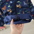 Spring And Autumn New Boys' Baby Long Sleeve Coat Animal Print Infant Hooded Coat Windproof Girl Children'S Clothing (3-24 Months). 