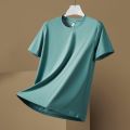 Ice silk short sleeve T T-shirt Men's Summer Thin Smooth Beaded Breathable Trendy T-shirt Solid Color Simple Ice Clothes. 