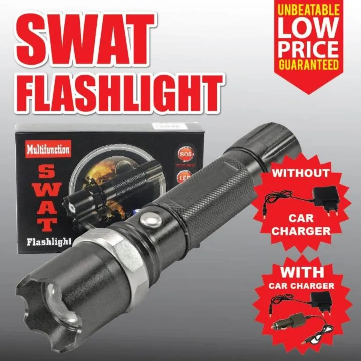 Flashlight Torch SWAT 3.7V LED Rechargeable Heavy Duty Flash Light with Full Box