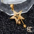 Gold Plated Pendant Star Pendant For Ladies With White Stone Fashion Stylish Rich Look Pendant For Women. 