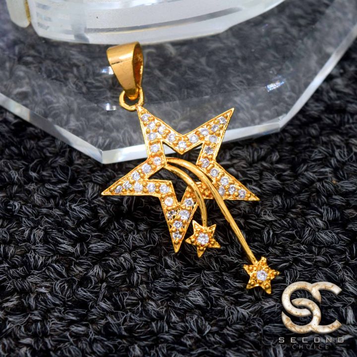 Gold Plated Pendant Star Pendant For Ladies With White Stone Fashion Stylish Rich Look Pendant For Women