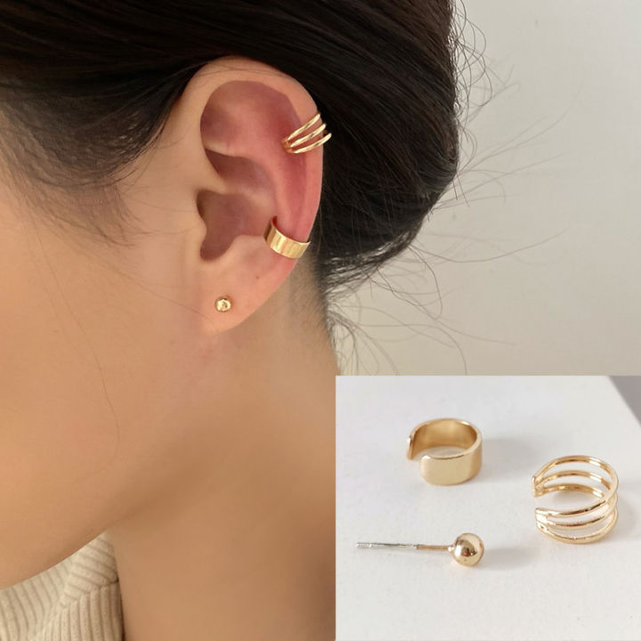 Stylish Minimalist Multi Loop Women's Ear Clip No Ear Holes Retro Ear Bone Clip Earrings for Girls