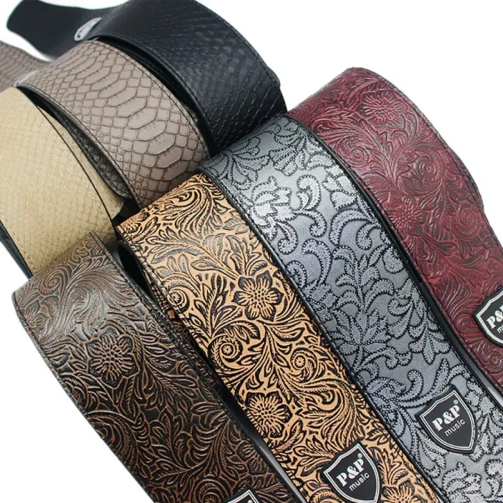 RODZINA Classic Adjustable Snake Skin Guitar Parts Soft Belt Guitar Belt Leather Guitar Strap Embossed Electric Guitar Strap Acoustic Guitar Strap