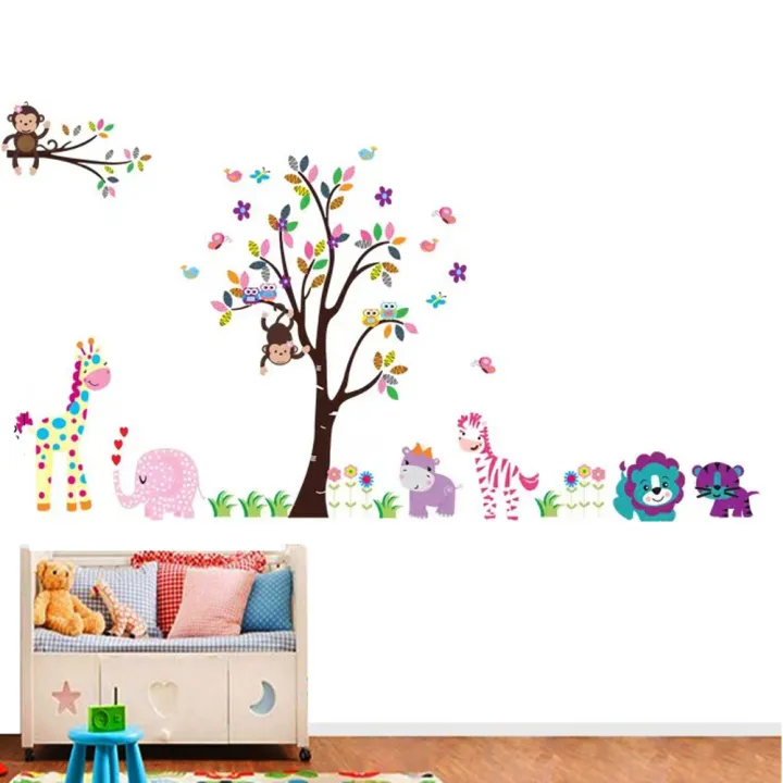 Multi%20Color%20Animals%20Giraffe%20Animals%20Theme%20Wall%20Art%20Decal%20Sticker%20Decoration%20for%20Living%20Room%20Nursery%20Baby%20Girl%20Boy%20Kid%20Children's%20Room%20wall%20Decoration%20-%20Image%206