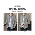 Shirt Shirt Thin Men's Shirt Spring and Autumn Long Sleeve Long Sleeve 2024 Coat Striped Men's Casual New. 