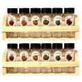 Two Tiered Spice Rack With 10 x 110Ml Glass Spice Bottle Wall Mount Wooden Spice Rack WRK102A0. 