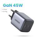 UGREEN 45W GaN Charger with Dual USB Type C Ports Fast Charging for iPad Pro iPad mini SAMSUNG S23 S22 S21 S20 iPhone 13 pro max. 