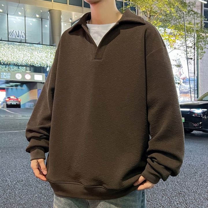 Men's%20Waffle%20Knit%20Polo%20Collar%20Sweatshirt%20Plus%20Size%206XL%207XL%208XL%20Heavyweight%20Polyester%20Blend%20Soft%20Breathable%20Anti-Pilling%20Casual%20Streetwear%20Pullover%20for%20All%20Seasons%20Black%20Coffee%20Apricot%20-%20Image%202