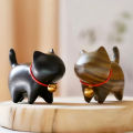 New Sandalwood Hand-Carved Cat Wooden Mini Animal Doll Desk Decoration Statues Crafts Xmas Wooden Bell Cat. 