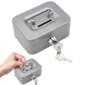 Creative Mini Lockable Cash Box with Key Metal Money Safe Case Sturdy Construction Portable Lock Box For Kids. 