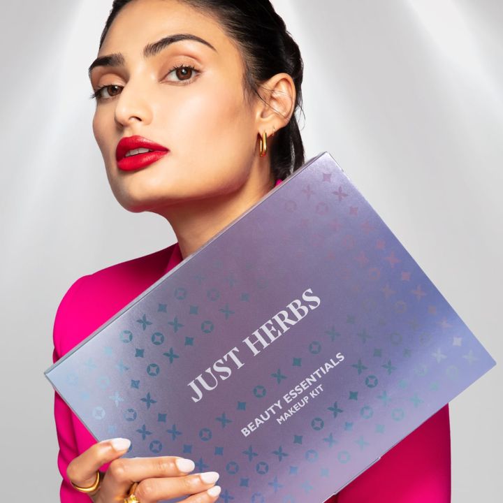 Just Herbs Makeup Kit for Women with Kohl Kajal, 3 in 1 Primer, Liquid Lipstick, Serum Foundation, Saptajal Toner and Lip & Cheeck Tint (Gift Set) FROM INDIA (ABR)
