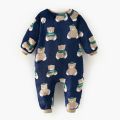 Sanlutoz Cute Bear Fleece Thickened Long Sleeve Toddler Jumpsuits Warm Cozy Korean Style Zipper Winter Baby Rompers Clothing. 