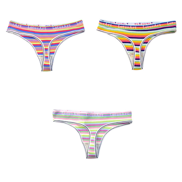 Pack%20of%203%20Women's%20Panties%20Cotton%20Striped%20Thongs%20Sports%20Breathable%20Underwear%20Girls%20G-Strings%20Comfortable%20Panty%20-%20Image%202