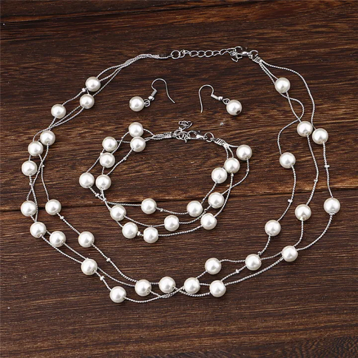 Fashion%20Multilayer%20Pearl%20Necklace%20Earrings%20Bracelet%20Jewelry%20Set%20Wedding%20Bridal%20-%20Image%207