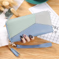Zipper closure Long purse Stylish Women's Colorful stitching Handbag Large capacity Coin purse for Daily use Party Shopping Travel Gift for her. 