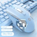 (Ajazz) AJ120 Blue White Gaming Mouse for Esports Gaming. 