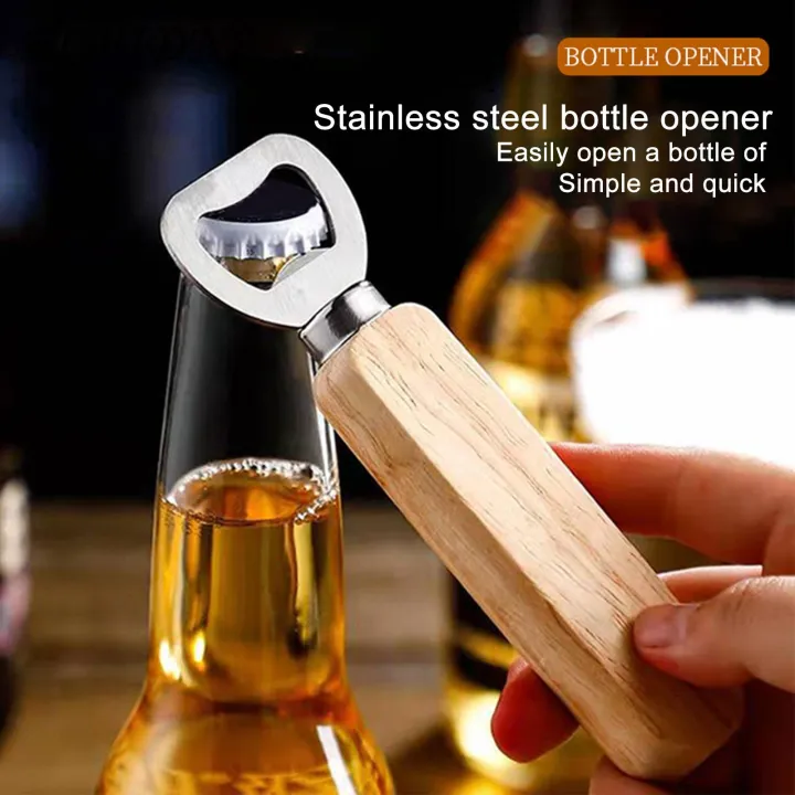 Long-lasting Bottle Opener Wooden Handle Beer Bottle Opener Durable Rust-proof for Home Kitchen Bar Set of 2/6/12pcs less Than Wooden Handle Bottle Opener