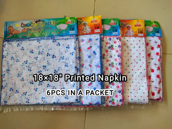 Baby Napkins 18 x 18 Single Layer 6 Pieces pack