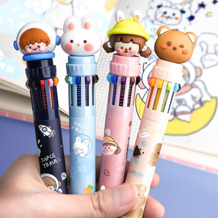 RHS Online 10 Colors Cartoon Ball Pen Art Marker Colorful Ballpoint Pens Diary Journal Drawing Pens