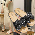 2023New Internet Hot Slippers Women's Summer Wear Fashionable Non-Slip Wear-Resistant New All-Match Bow Flat-Heeled Slippers. 