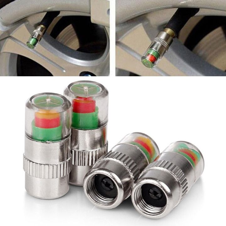 4/8pcs Car Motorcycle Tire Pressure Guage Cap Sensor Indicator Alert Monitoring Tool Tyre Cap Indicator Alert Air Pressure Gauge