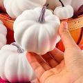 Halloween White Artificial Pumpkin Decoration Foam Pumpkin Desktop Core Thanksgiving Halloween Decoration 14 Pieces. 