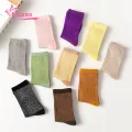 Muses Mall Women High Elasticity Socks Colorful Women's Sweat-absorbent Mid-tube Socks for Spring Autumn Thin Cool Design Thin Color Bright Socks. 