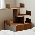 3-Tier Solid Wood Desktop Organizer Shelf - Space-Saving Office Storage Rack for Books, Documents, and Photo Albums. 