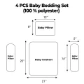 4 Pieces Polyester Baby Bedding Set / 100% Polyester Baby Bedding Set 4Pc Feels Like Mother's Lap/ New Born Baby Super Soft 4 Pcs Bedding Set/ New Born Baby Bedding Set with Cushion and Pillow/ Cotton New Born Baby Bedding with 3 Pillow Set. 