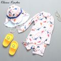 UV One Piece with Cap Children's Swimwear Shark Long Sleeve Bathing Suit Baby Toddler Beachwear Kids. 