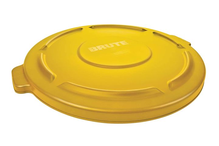 RUBBERMAID BRUTE Flat Lid for 20-Gallon Round Containers - Yellow