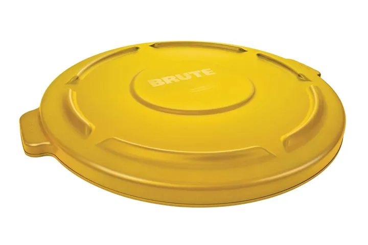 RUBBERMAID BRUTE Flat Lid for 20-Gallon Round Containers - Yellow