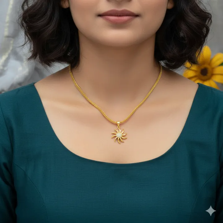 Gold%20Plated%2018/24%20Inch%202.5mm%20Singapore%20square%20fox%20chain%20with%20Sun%20Pendant%20chain%20for%20women%20-%20Image%206