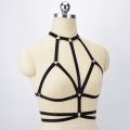 White Polyester Harness Crop Top Lingerie Bondage Harness 90's Open Chest Cage Bra Harajuku Style Wedding Garters O0555. 