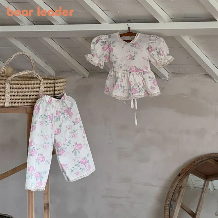 New%20Korean%20Version%20Baby%20Clothing%20Girls%20Suit%20Floral%20Short-sleeved%20Bubble%20Sleeve%20Shirt%20+%20Wide-legged%20Pants%202Pcs%20Sets%20Outfits%20for%20Kids%20Clothes%20-%20Image%207