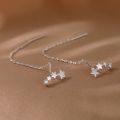 Gold and Silver INS Trendy Cute Star  Long Earrings Tassel Chain Earrings  Korean Fashion Jewelry Party Presents for Women. 